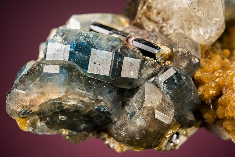 FLUORAPATITE with Tourmaline, QUARTZ and COOKEITE (repaired)